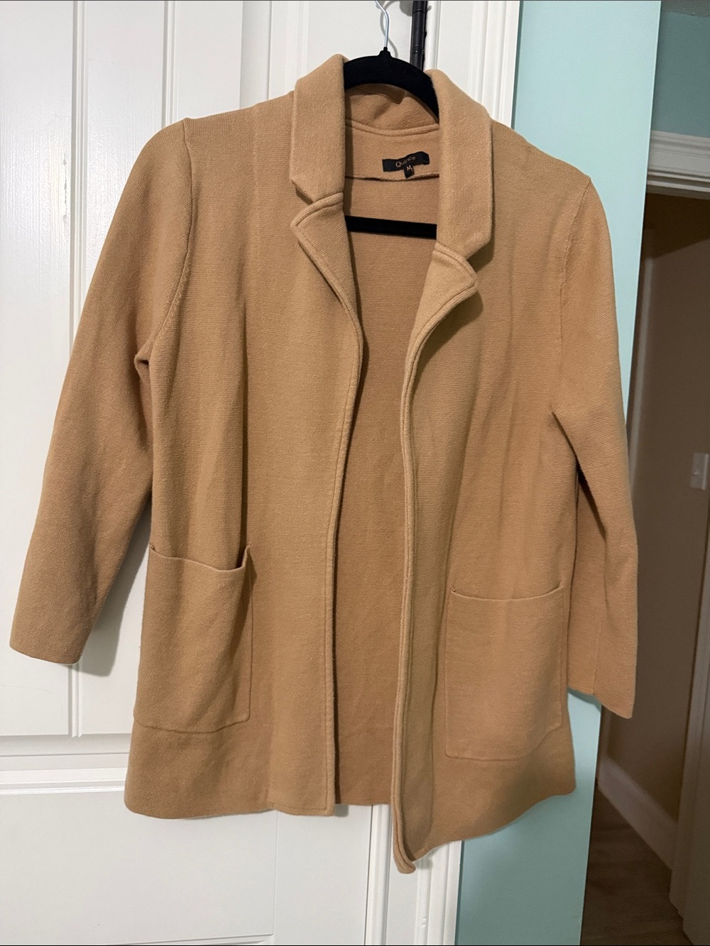 Quince Tan Open-Front Blazer Jacket